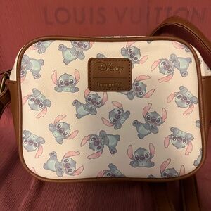 Loungefly Cream and Brown Crossbody Bag featuring Stitch